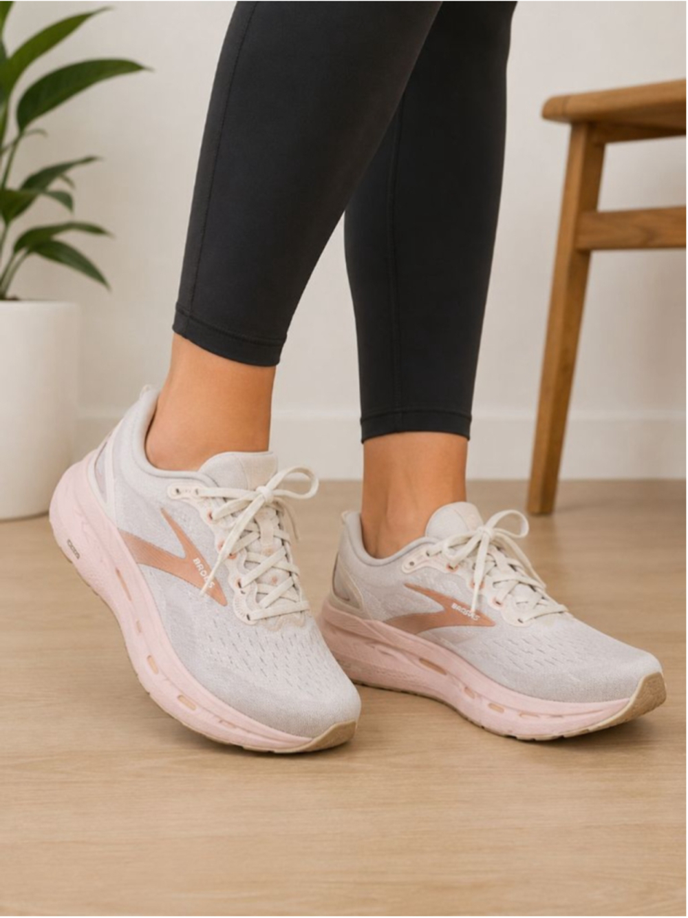 Brooks Ghost Max Running Shoes Size 9 B Gray Pink Cushioned Walking Sneakers